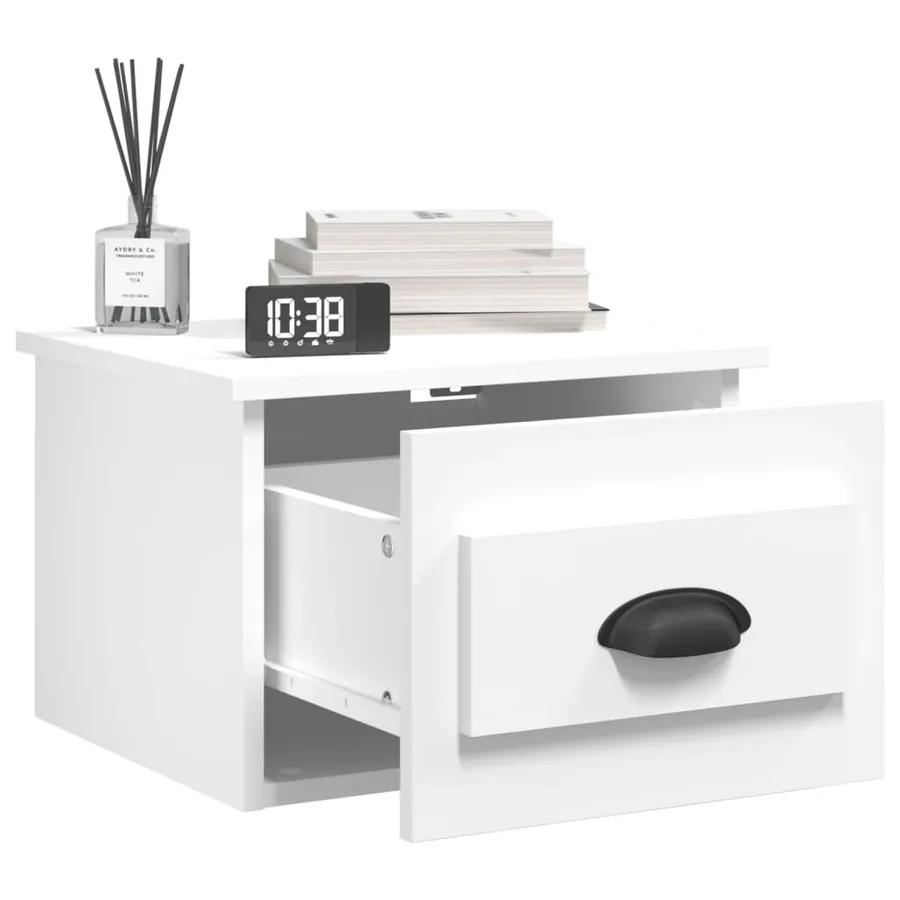 Table de chevet murale blanc 41,5x36x28 cm - 4