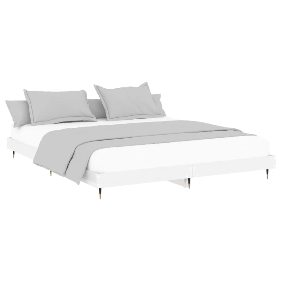Cadre de lit sans matelas blanc brillant 200x200 cm - 4