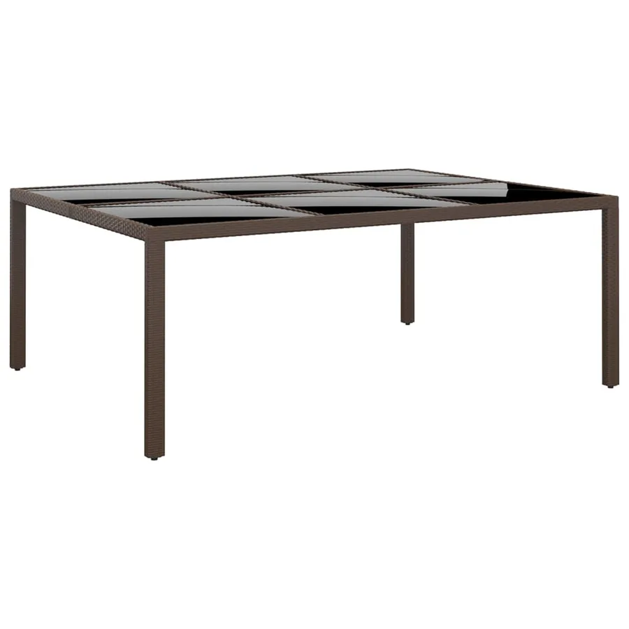 Ensemble à Manger de jardin 11pcs poly rotin bois solide brun - 6
