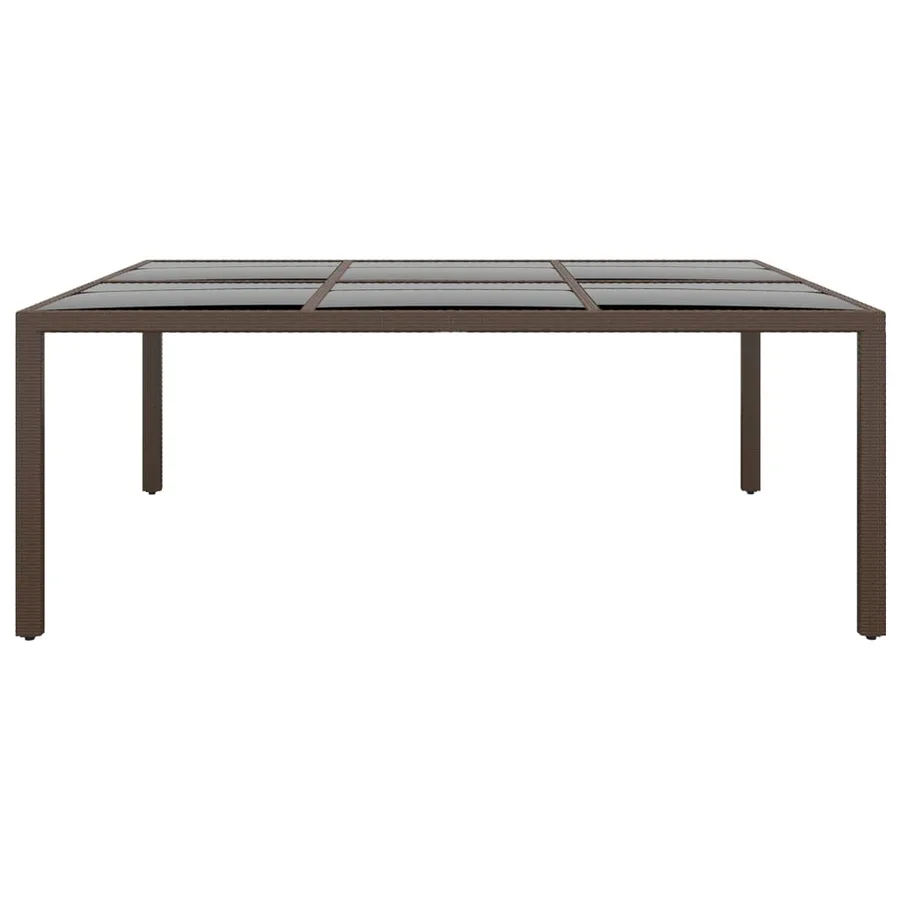 Ensemble à Manger de jardin 11pcs poly rotin bois solide brun - 7