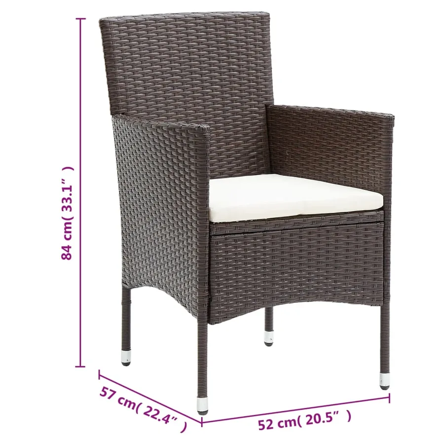 Ensemble à Manger de jardin 11pcs poly rotin bois solide brun - 8