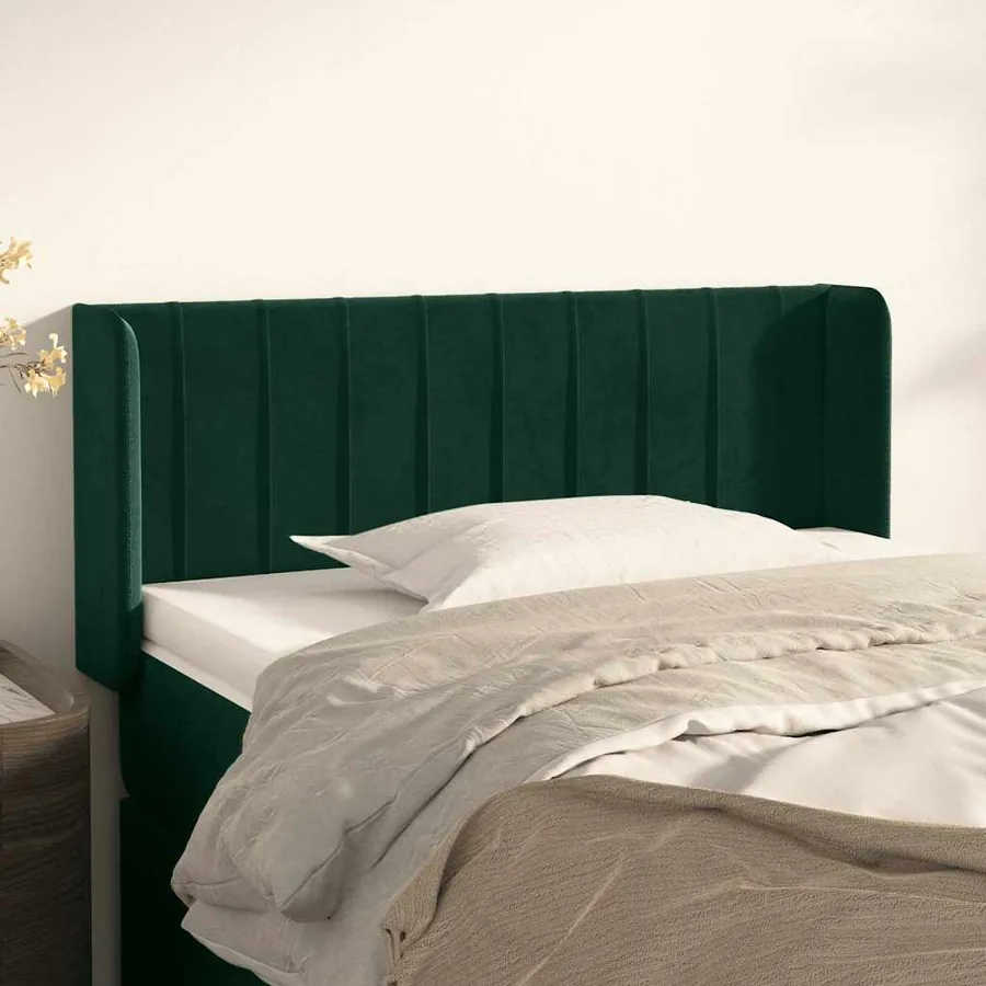 Tête de lit avec oreilles Vert foncé 103x16x78/88 cm Velours