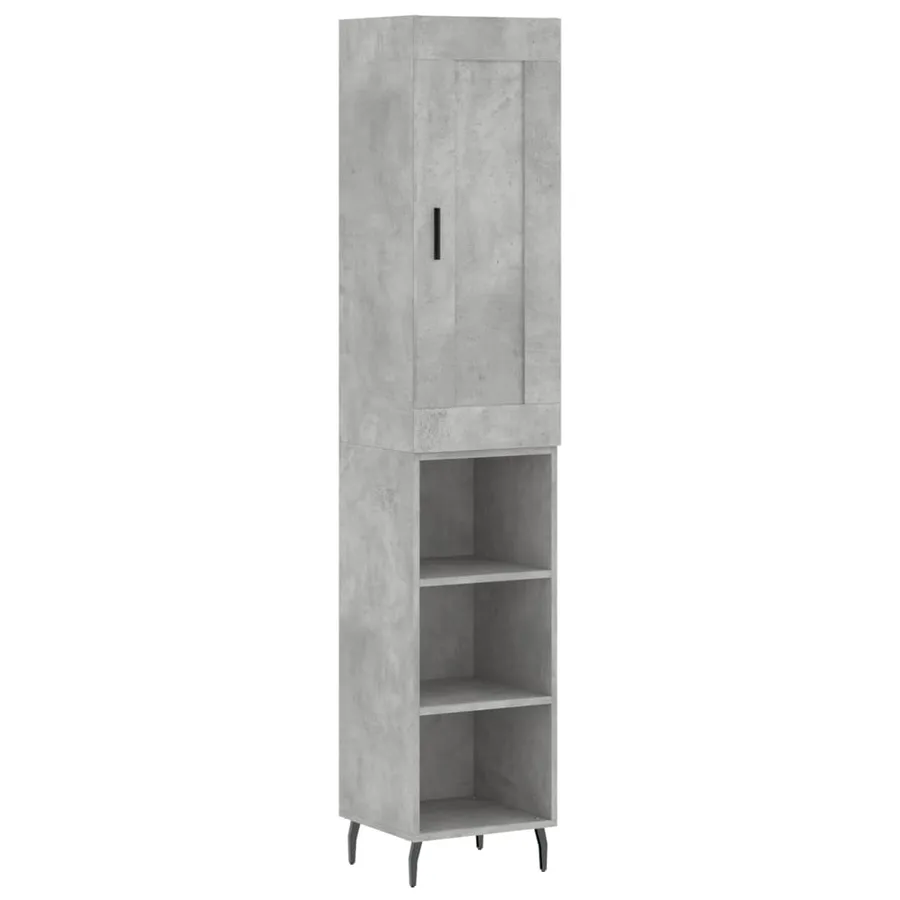 Buffet haut Gris béton 34,5x34x180 cm Bois d'ingénierie - 2
