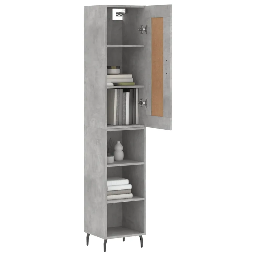 Buffet haut Gris béton 34,5x34x180 cm Bois d'ingénierie - 3
