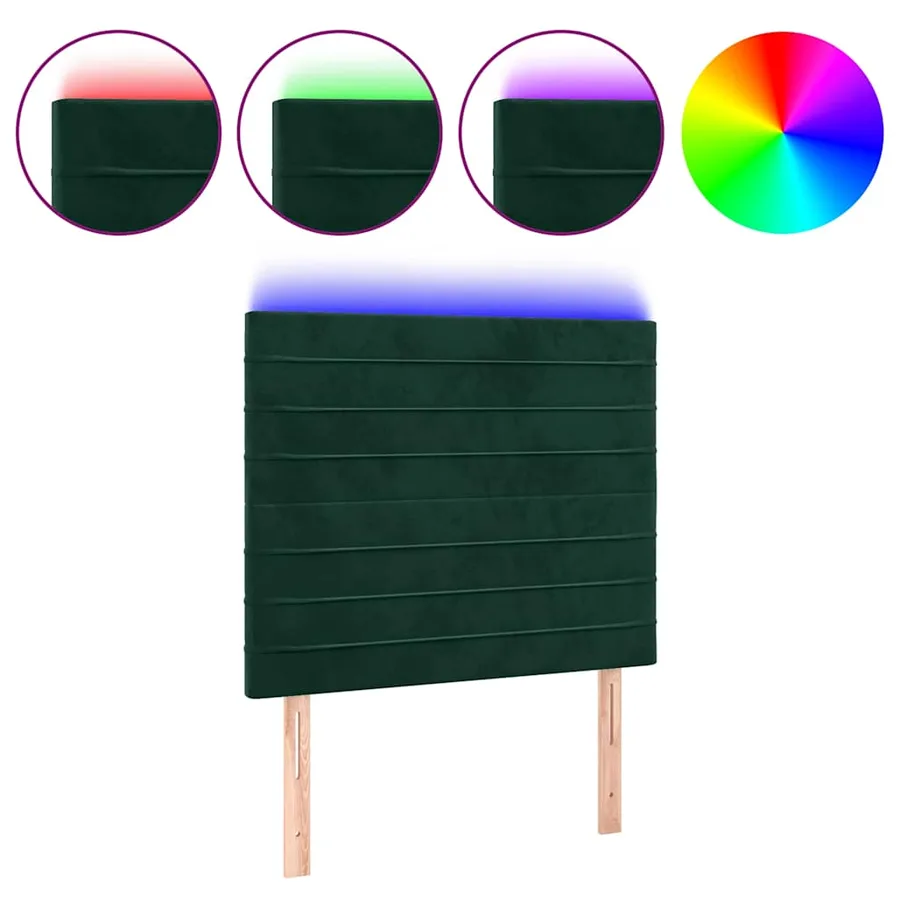 Tête de lit à LED Vert foncé 100x5x118/128 cm Velours - 2