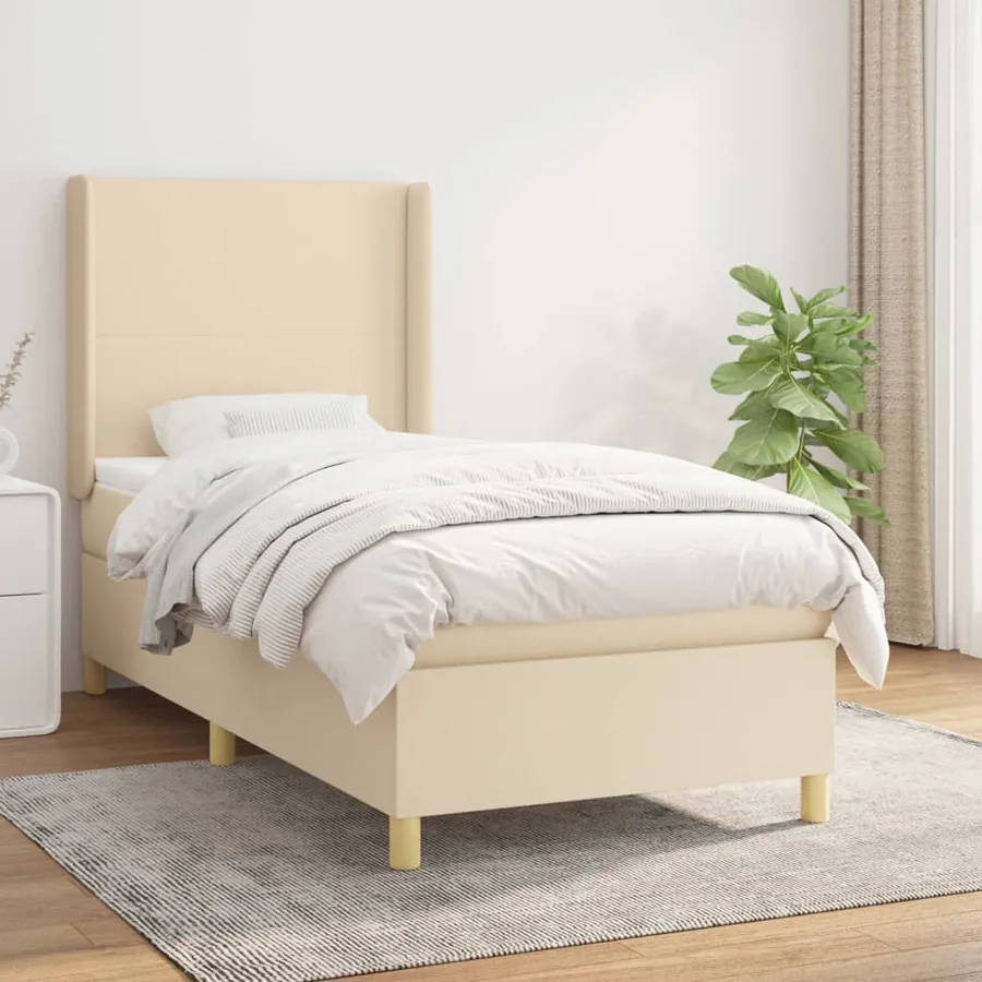 Sommier à lattes de lit avec matelas Crème 80x200 cm Tissu