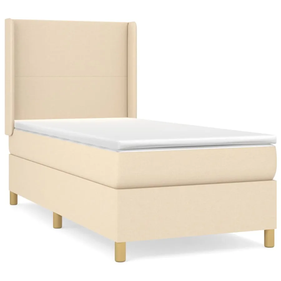 Sommier à lattes de lit avec matelas Crème 80x200 cm Tissu - 2