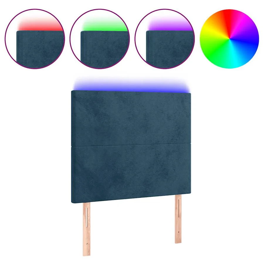 Tête de lit à LED Bleu foncé 100x5x118/128 cm Velours - 2