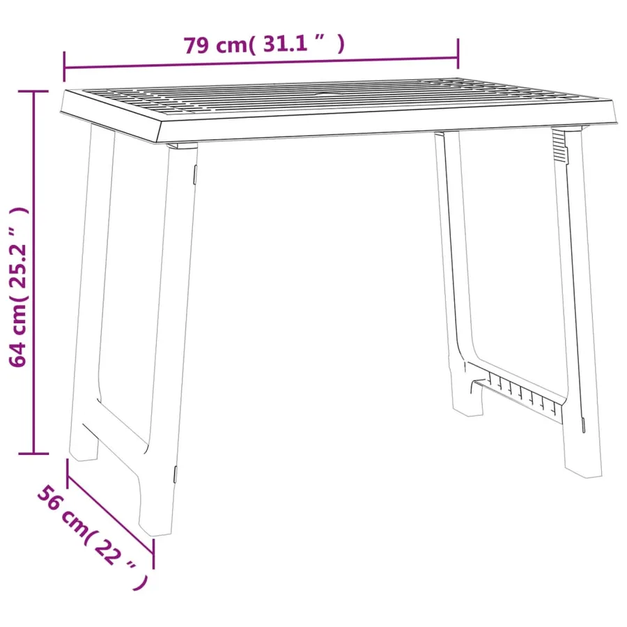 Table de camping vert 79x56x64 cm PP aspect de bois - 6