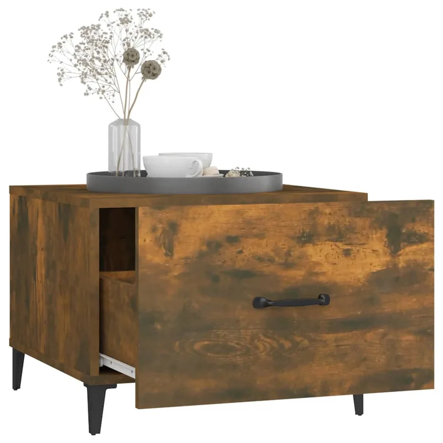 Tables basses avec pieds en métal 2 pcs Chêne fumé 50x50x40 cm - 5