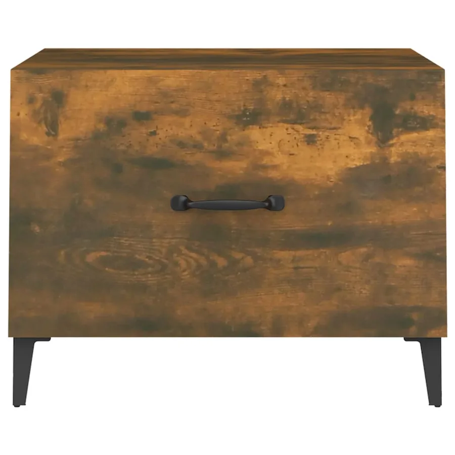 Tables basses avec pieds en métal 2 pcs Chêne fumé 50x50x40 cm - 7