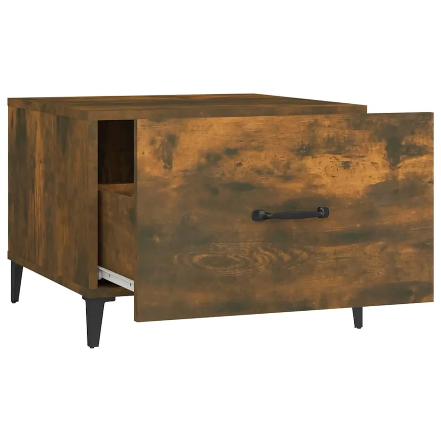 Tables basses avec pieds en métal 2 pcs Chêne fumé 50x50x40 cm - 9