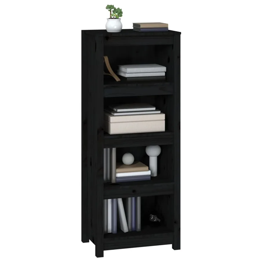 Bibliothèque Noir 50x35x125,5 cm Bois de pin massif - 4