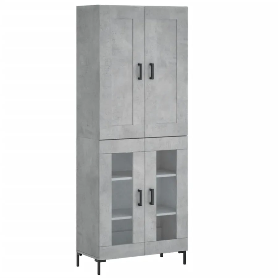 Buffet haut Gris béton 69,5x34x180 cm Bois d'ingénierie - 2
