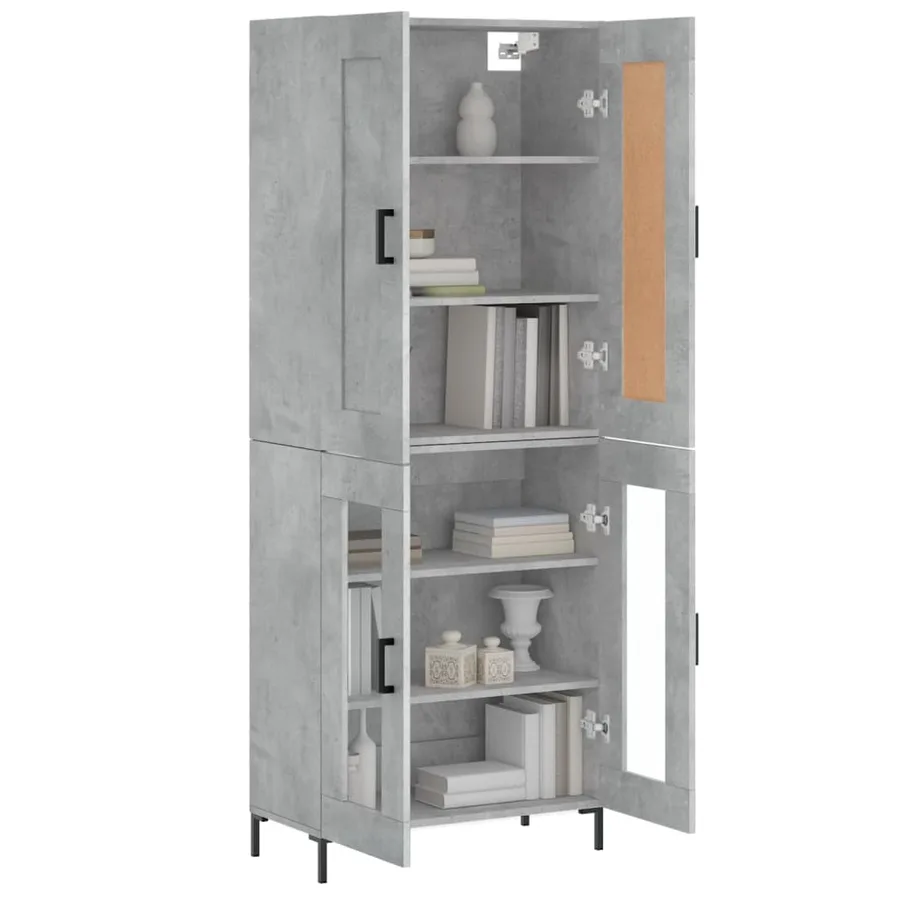 Buffet haut Gris béton 69,5x34x180 cm Bois d'ingénierie - 3