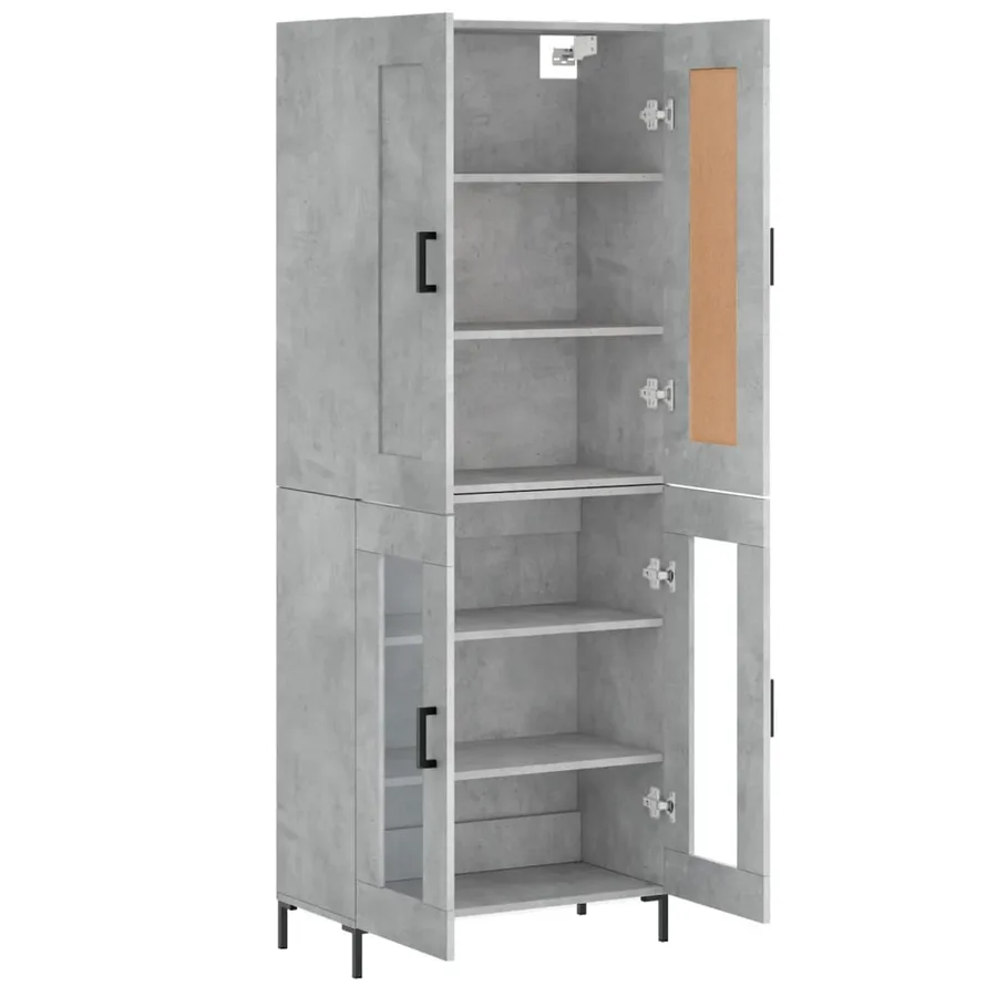Buffet haut Gris béton 69,5x34x180 cm Bois d'ingénierie - 4