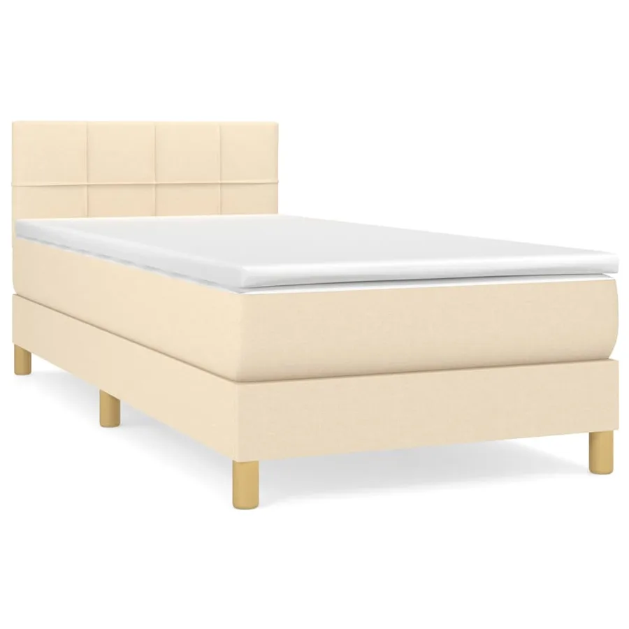 Sommier à lattes de lit avec matelas Crème 80x200 cm Tissu - 2