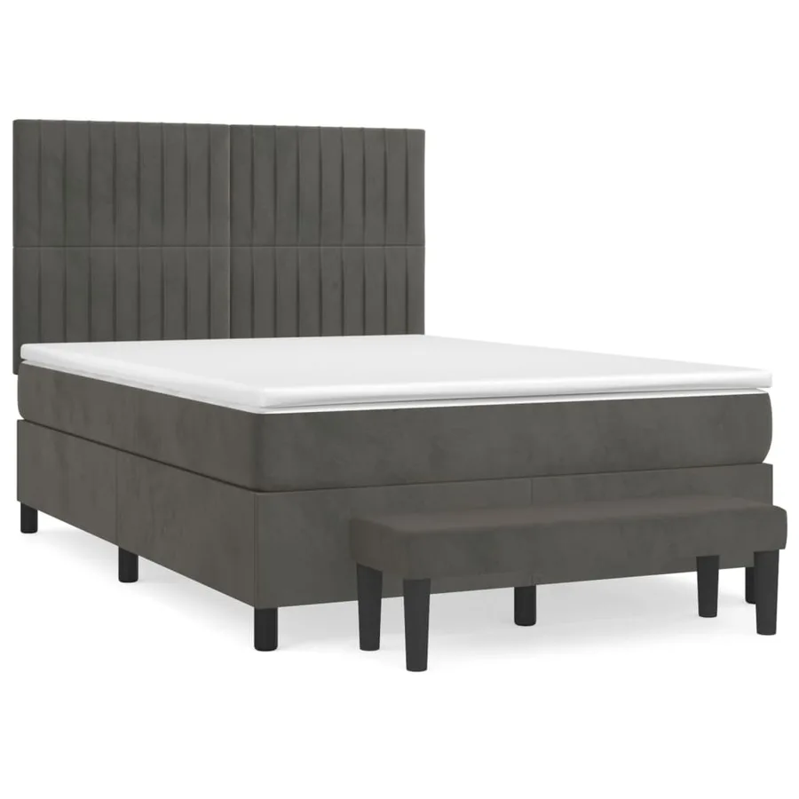 Sommier à lattes de lit et matelas Gris foncé 140x200cm Velours - 2