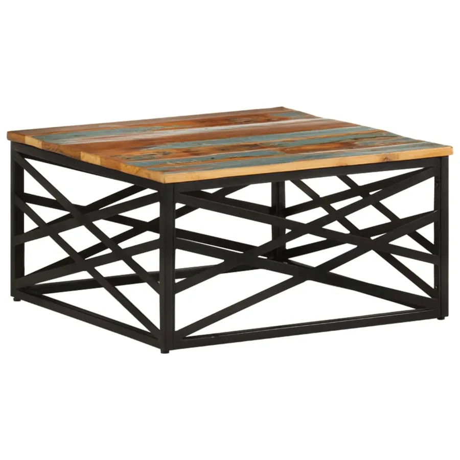 Table basse 68x68x35 cm Bois de récupération massif - 10