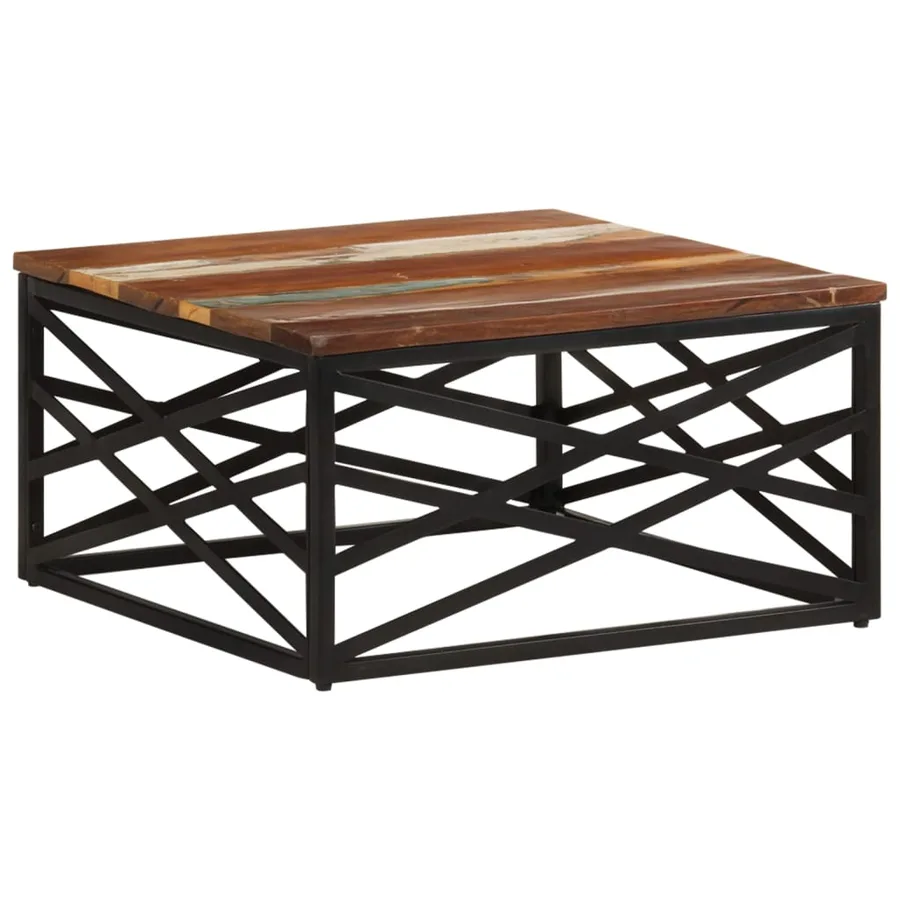 Table basse 68x68x35 cm Bois de récupération massif - 11