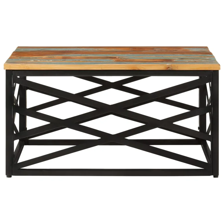 Table basse 68x68x35 cm Bois de récupération massif - 2