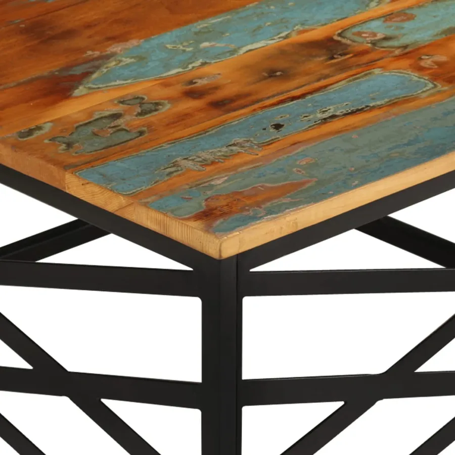 Table basse 68x68x35 cm Bois de récupération massif - 3