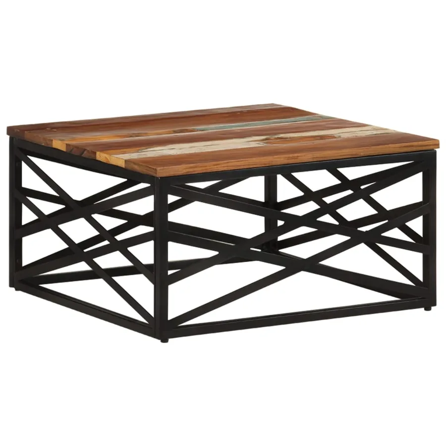 Table basse 68x68x35 cm Bois de récupération massif - 8