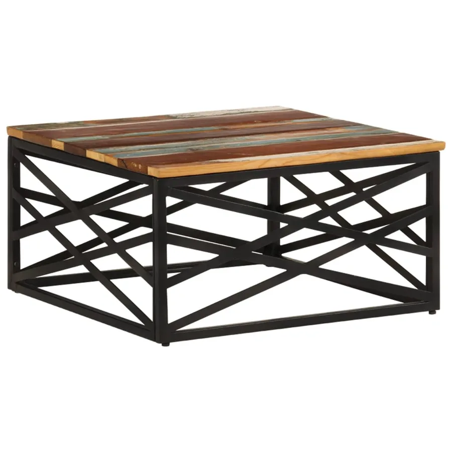 Table basse 68x68x35 cm Bois de récupération massif - 9