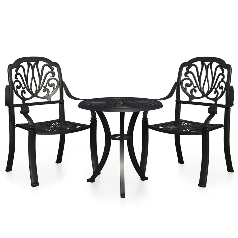 Ensemble de bistro 3 pcs Aluminium coulé Noir - 2