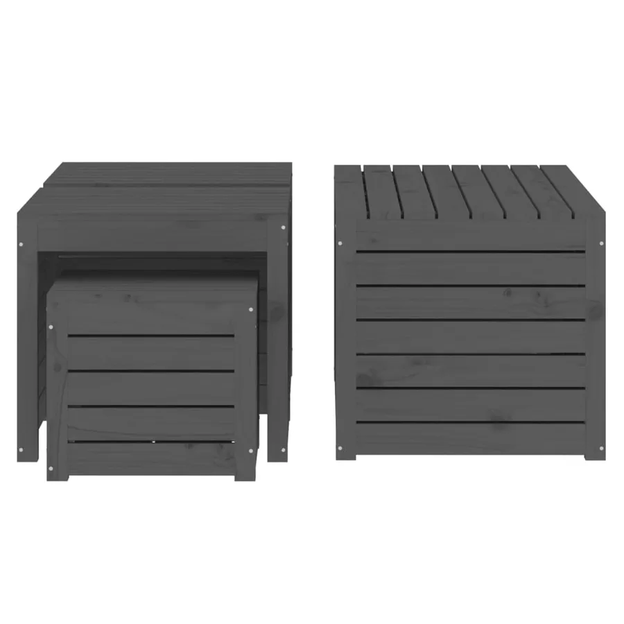 Ensemble de boîtes de jardin 4 pcs gris bois de pin massif - 6