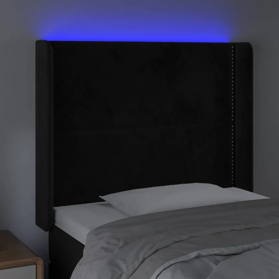 Tête de lit à LED Noir 83x16x118/128 cm Velours - 4