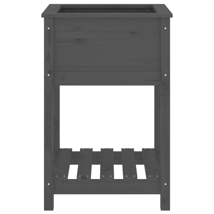 Jardinière avec étagère Gris 54x54x81 cm Bois massif de pin - 5