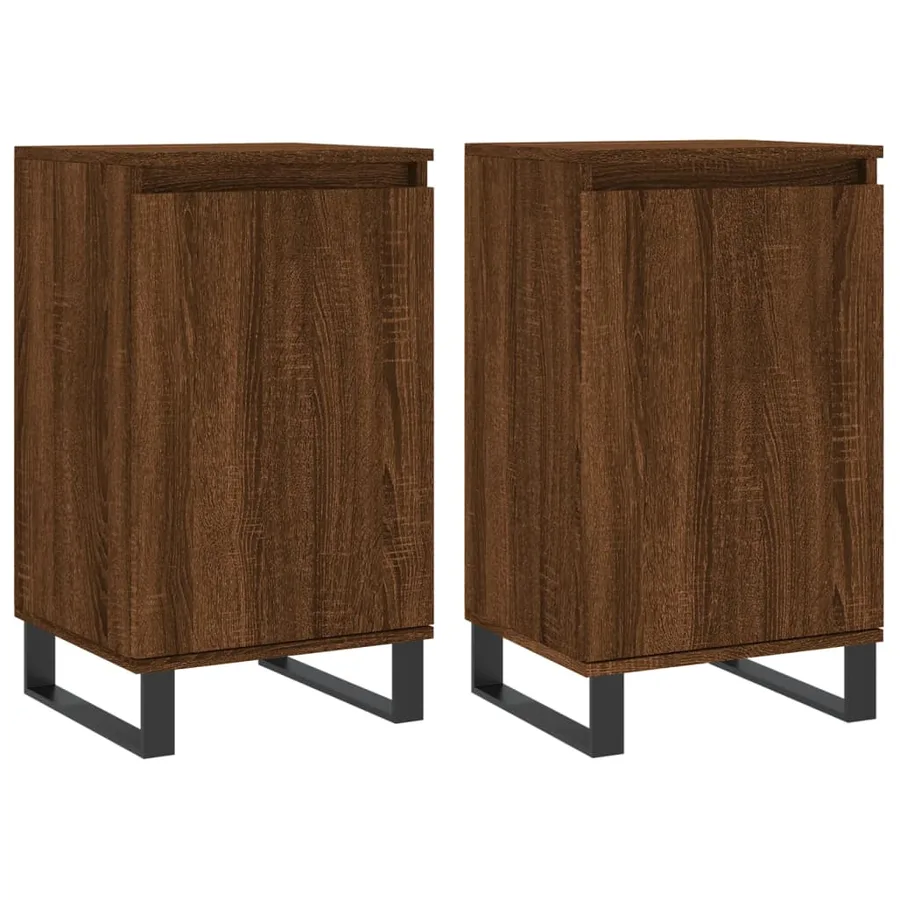 Buffets 2 pcs chêne marron 40x35x70 cm bois d'ingénierie - 2