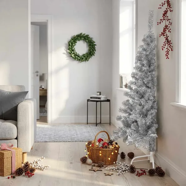 Demi sapin de Noël artificiel avec support Rose 150 cm PVC