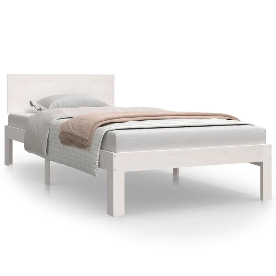 Cadre de lit sans matelas blanc bois de pin massif 90x200 cm - 2