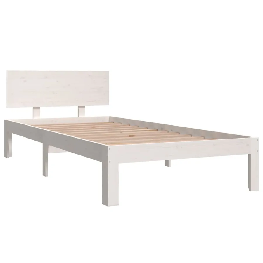 Cadre de lit sans matelas blanc bois de pin massif 90x200 cm - 3