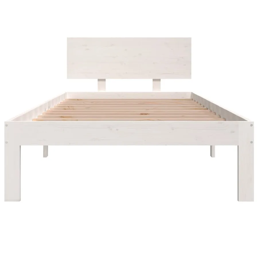 Cadre de lit sans matelas blanc bois de pin massif 90x200 cm - 4