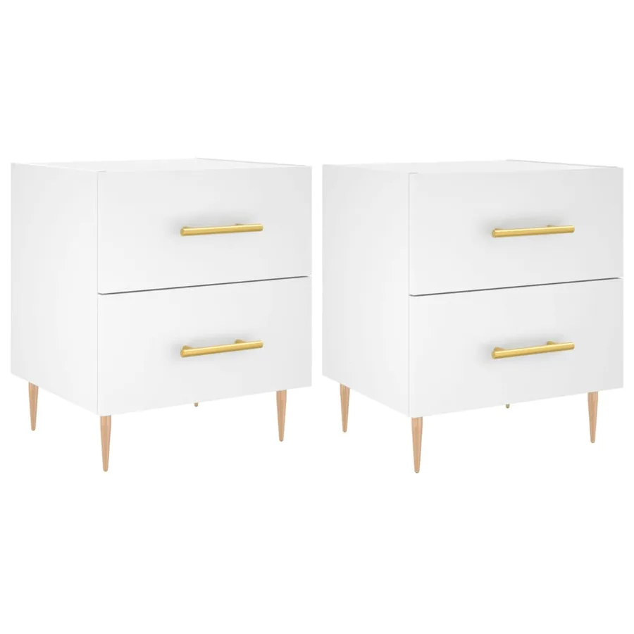 Tables de chevet 2 pcs blanc 40x35x47,5 cm bois d’ingénierie - 2