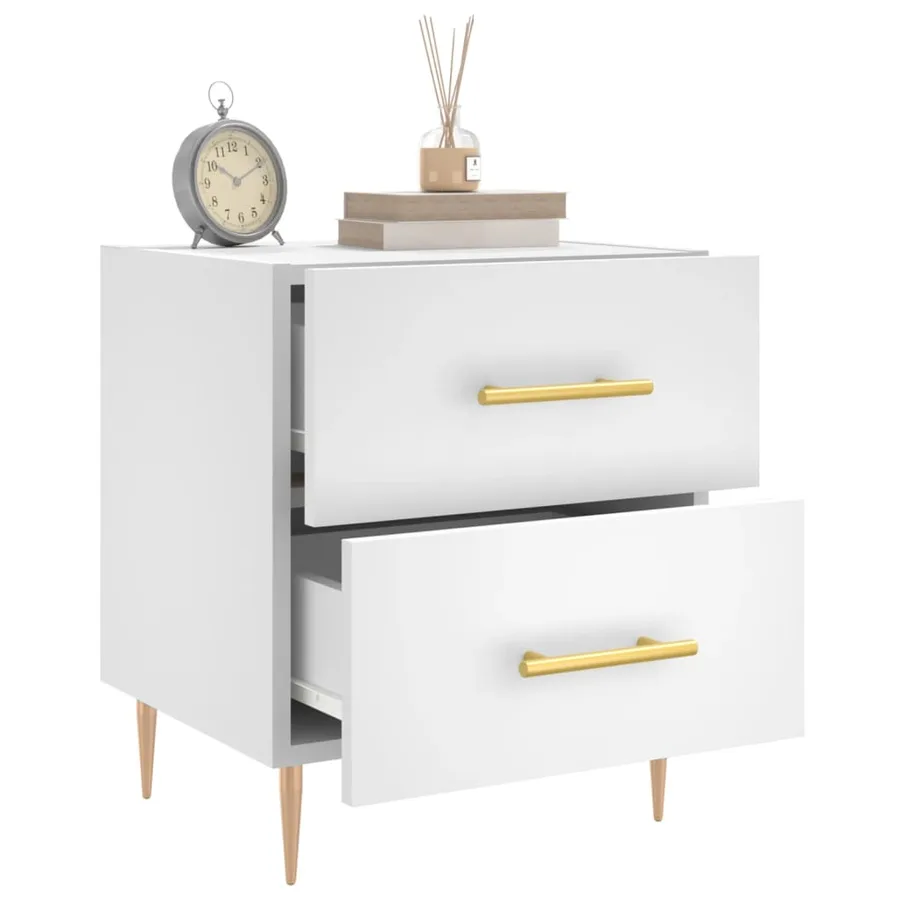 Tables de chevet 2 pcs blanc 40x35x47,5 cm bois d’ingénierie - 4
