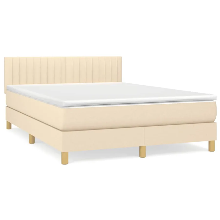 Sommier à lattes de lit avec matelas Crème 140x200 cm Tissu - 2