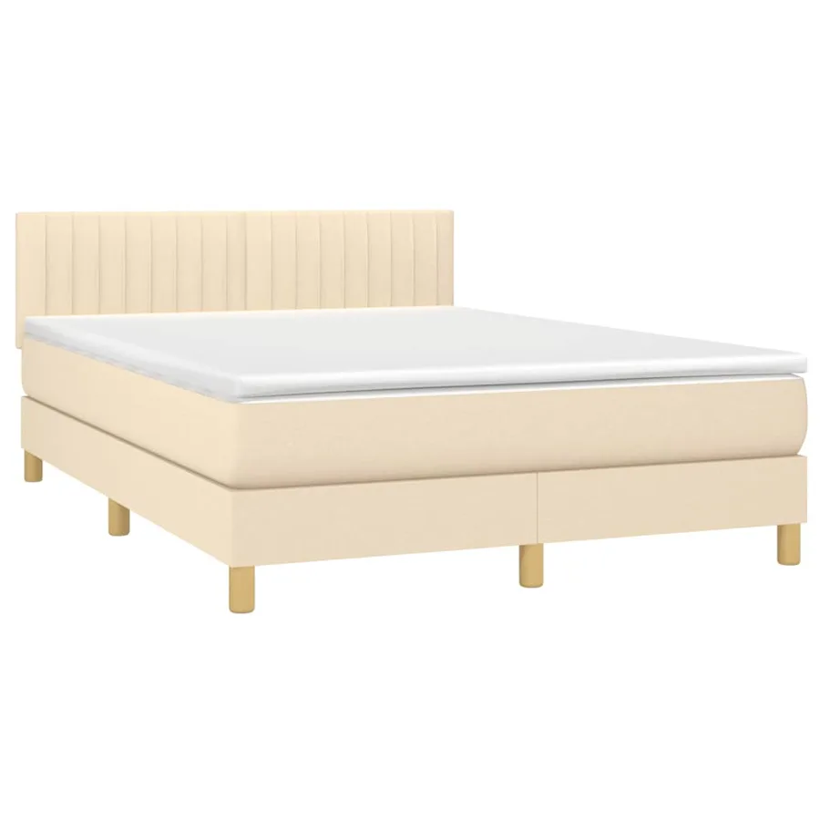 Sommier à lattes de lit avec matelas Crème 140x200 cm Tissu - 3