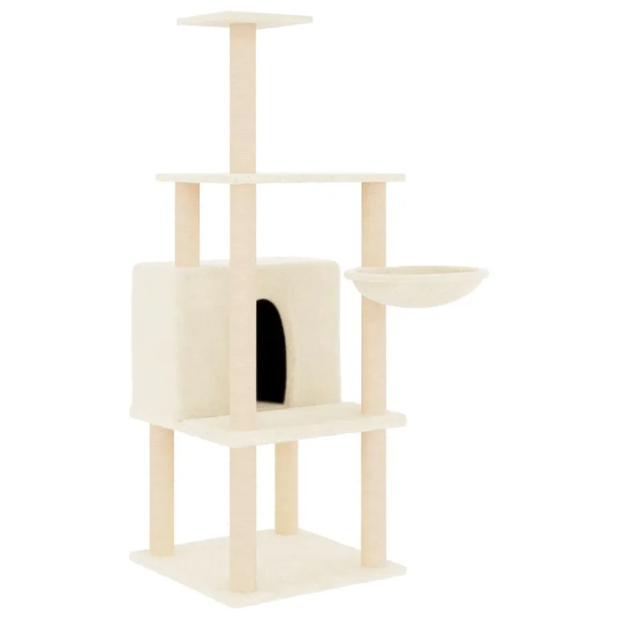 Arbre à chat avec griffoirs en sisal crème 132 cm - 2