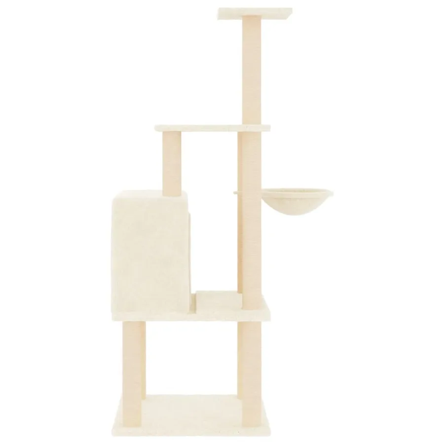 Arbre à chat avec griffoirs en sisal crème 132 cm - 4
