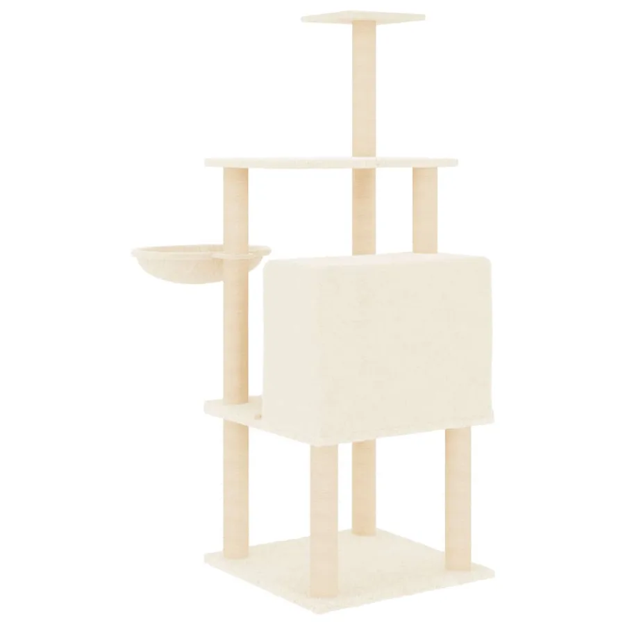 Arbre à chat avec griffoirs en sisal crème 132 cm - 5