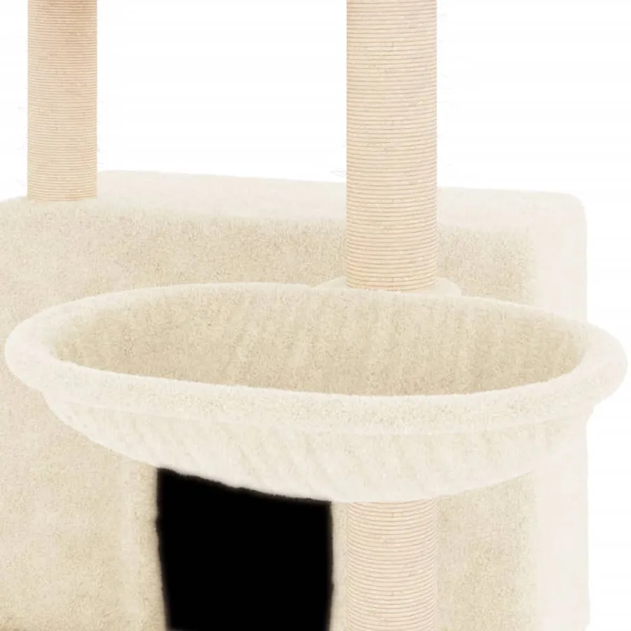Arbre à chat avec griffoirs en sisal crème 132 cm - 7