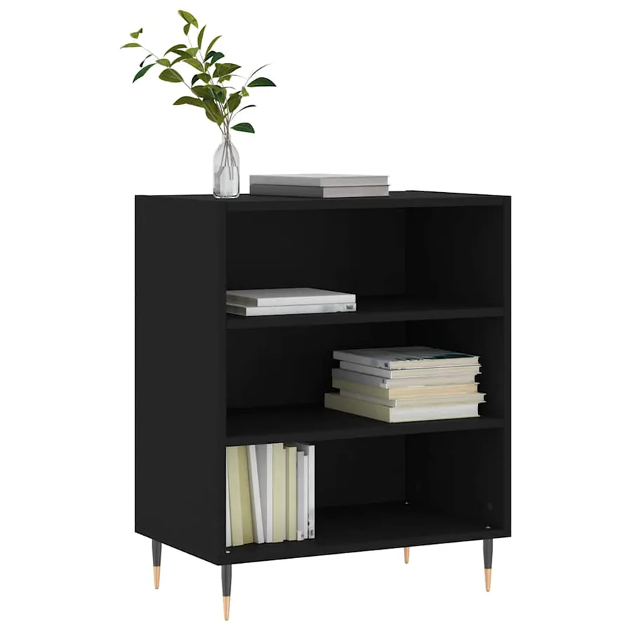 Buffet noir 57x35x70 cm bois d’ingénierie - 3