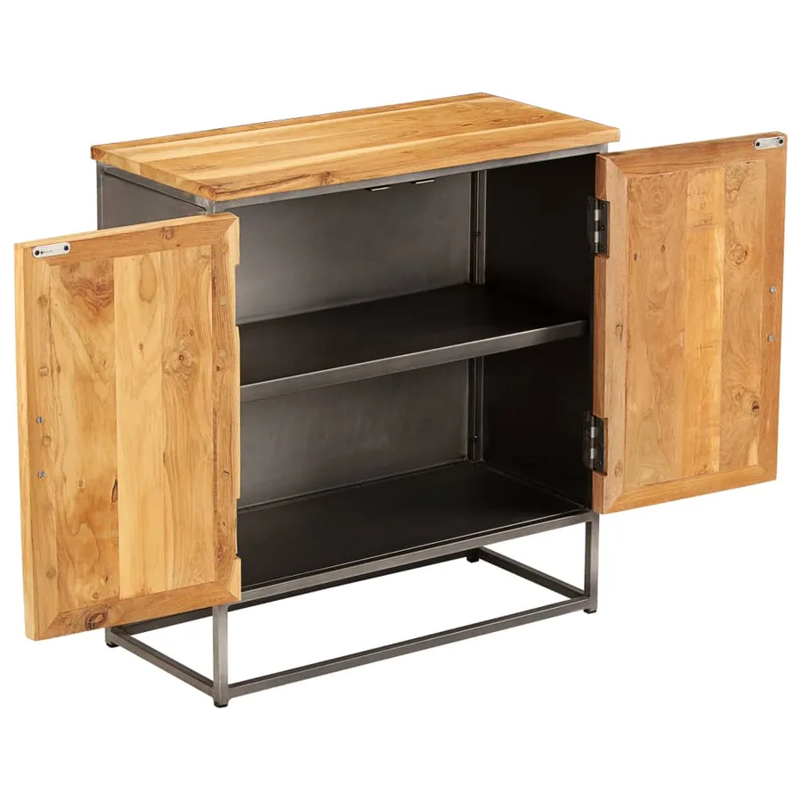 Buffet Teck recyclé et acier 65x30x70 cm - 3