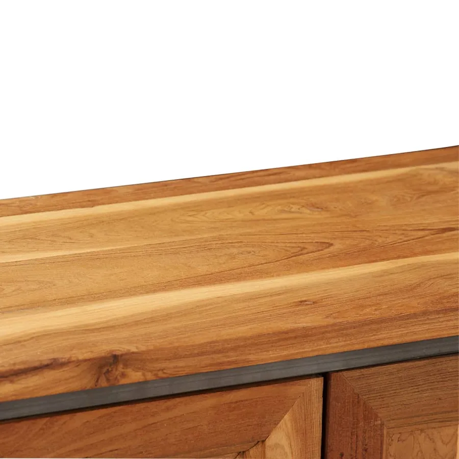 Buffet Teck recyclé et acier 65x30x70 cm - 4