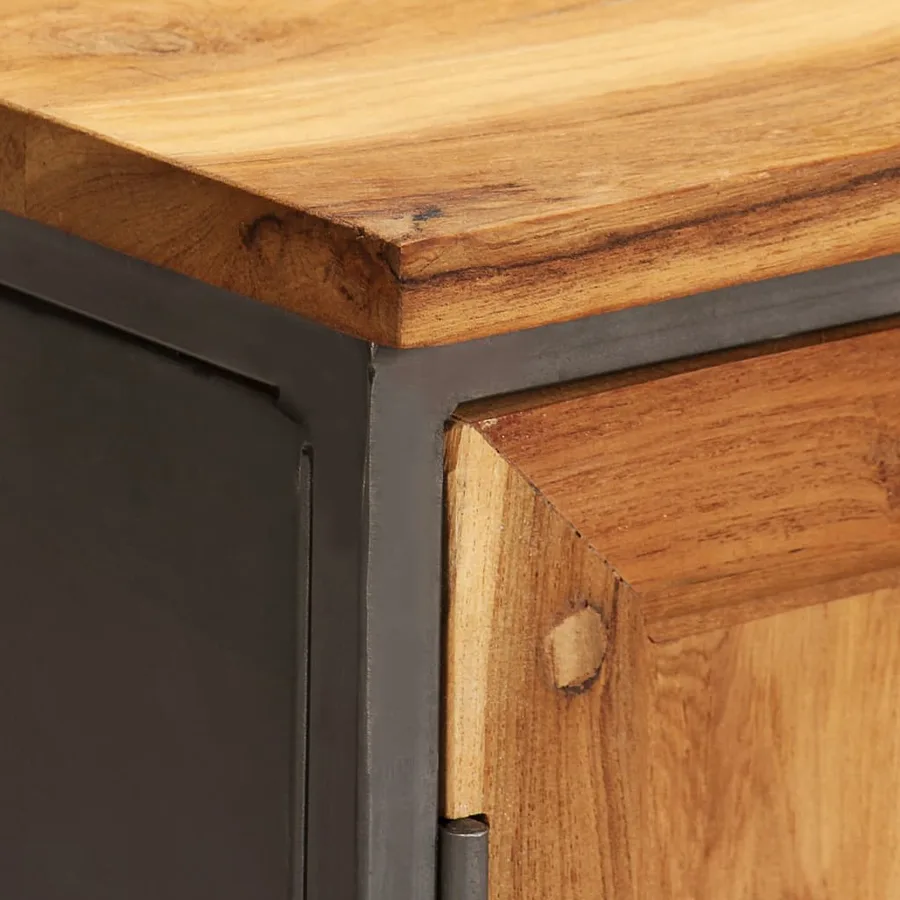 Buffet Teck recyclé et acier 65x30x70 cm - 5