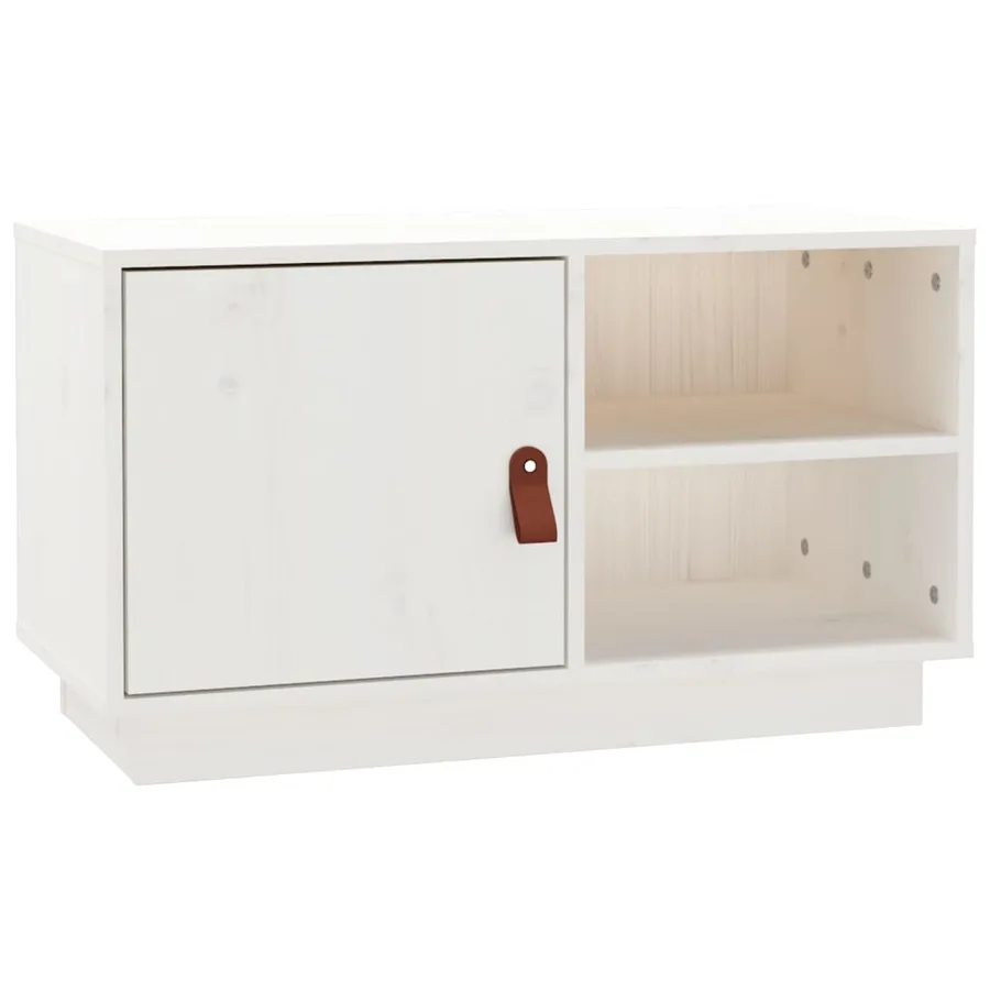 Meuble TV Blanc 70x34x40 cm Bois de pin massif - 2